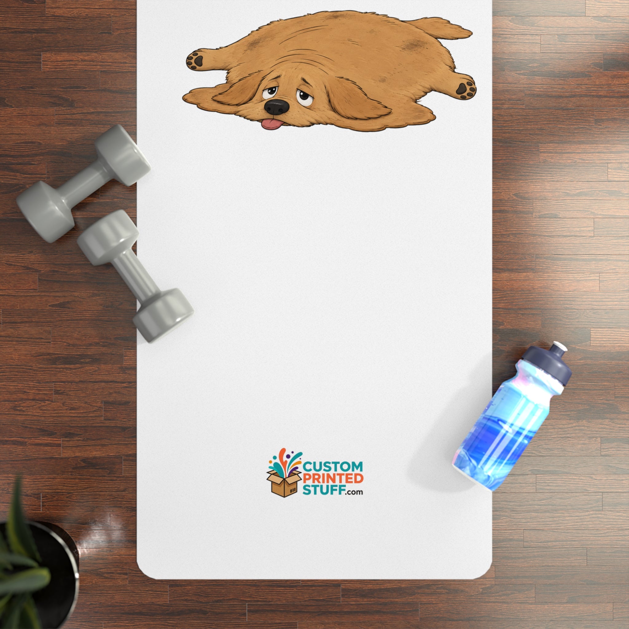 Funny Cute Dog Rubber Yoga Mat — "To Be Perfectly Honest, You Could Lose a Few Pounds"
