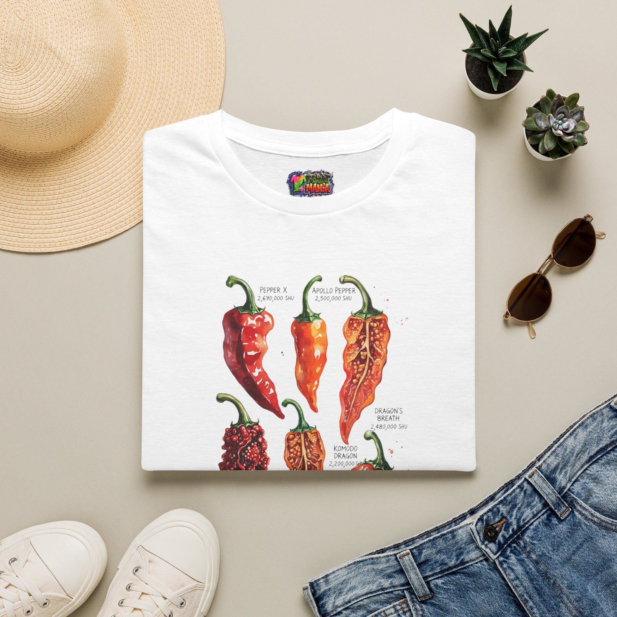 Chili Pepper Varieties T-Shirt – Vintage Botanical Hot Pepper Chart Tee