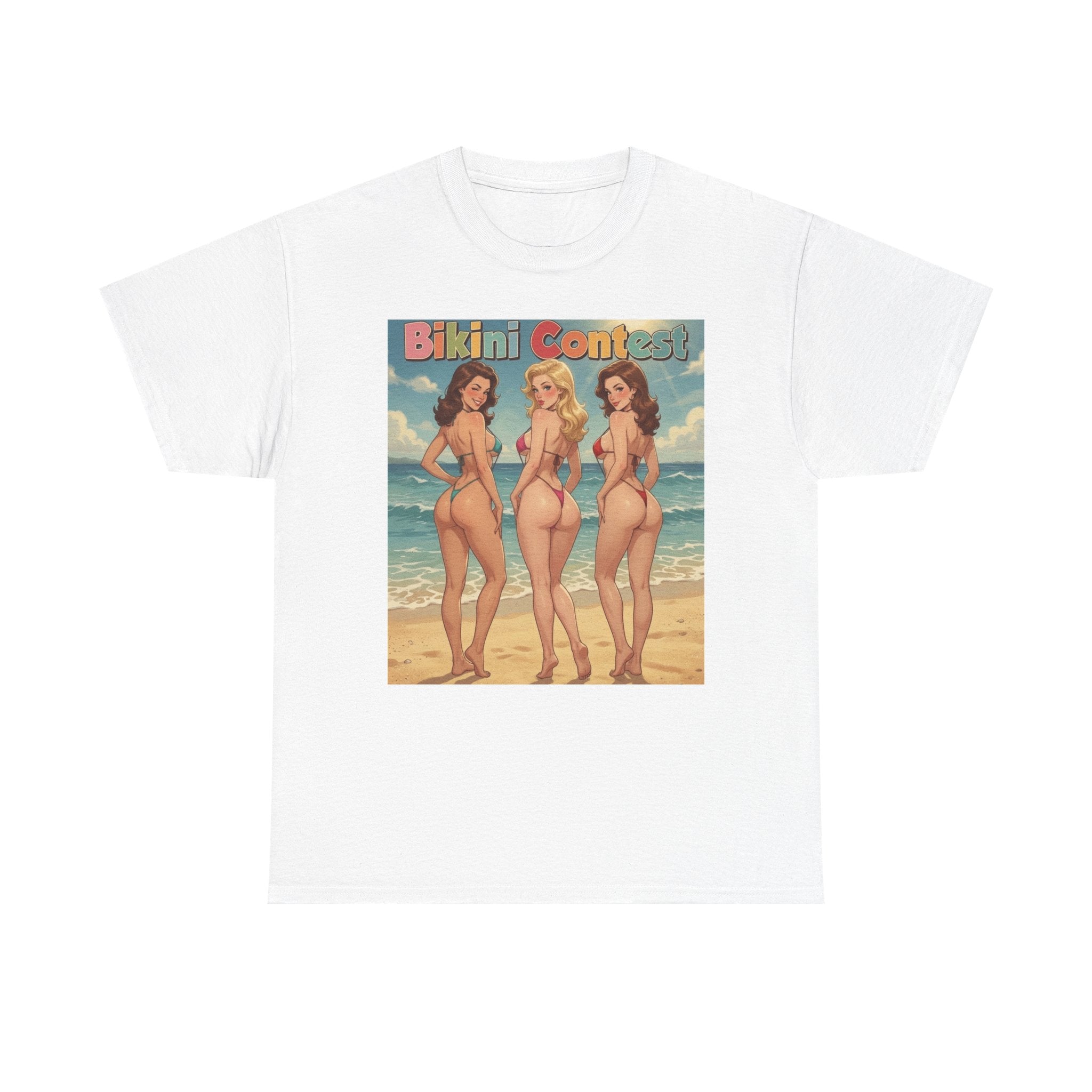 Bikini Contest Beach T‑Shirt — Retro Pinup Summer Surf Tee