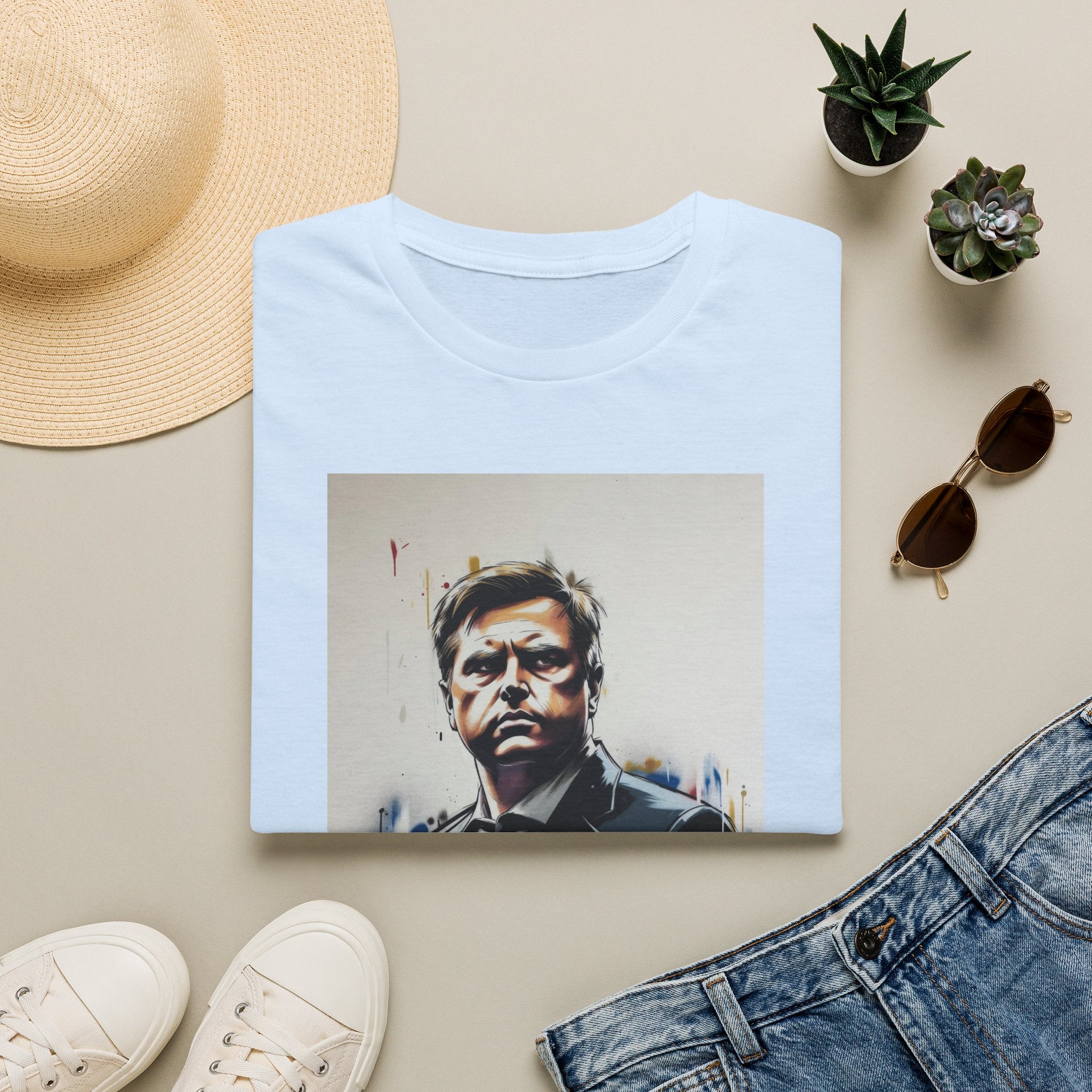Portrait Artsy JD T-Shirt — Stylized Gentleman's Painted Face Graphic Tee