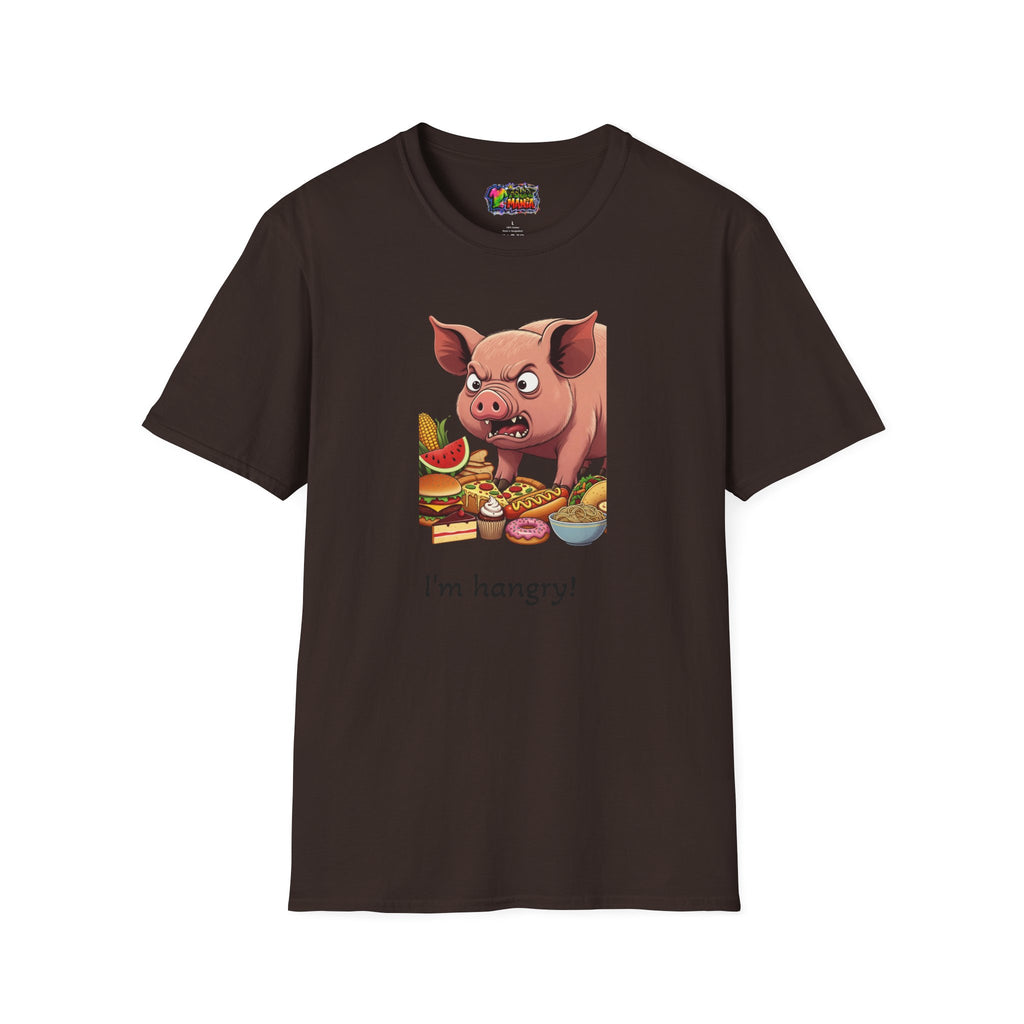 I'm Hangry! Pig Cartoon T-Shirt - Funny Foodie Animal Tee