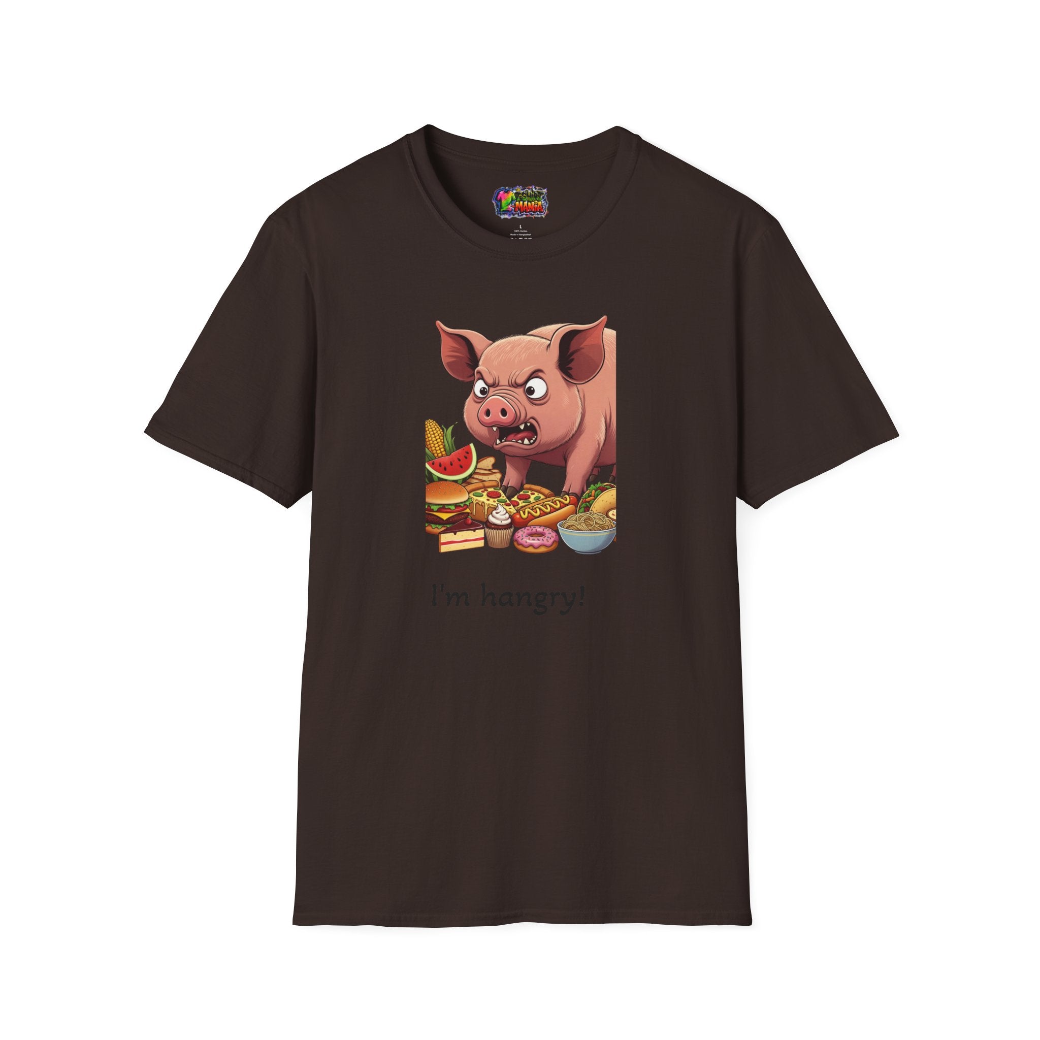 I'm Hangry! Pig Cartoon T-Shirt - Funny Foodie Animal Tee