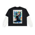 Layered Contrast Sleeve Cotton T-Shirt