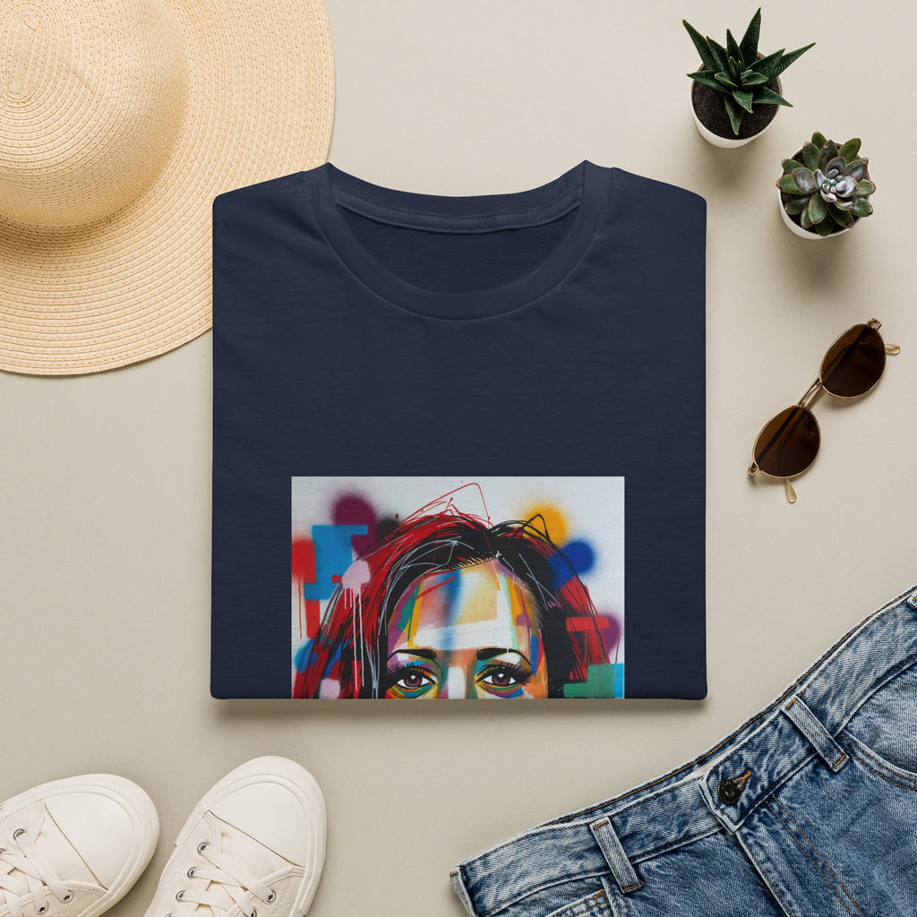 Abstract Artsy Kamala Portrait T-Shirt — Colorful Spray Paint Face Art Tee