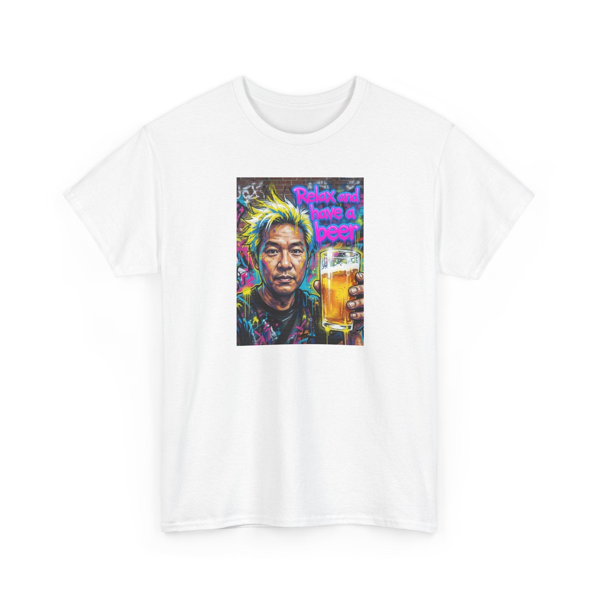 Colorful Portrait Tee — "Where's My Beer?" Graphic T-Shirt