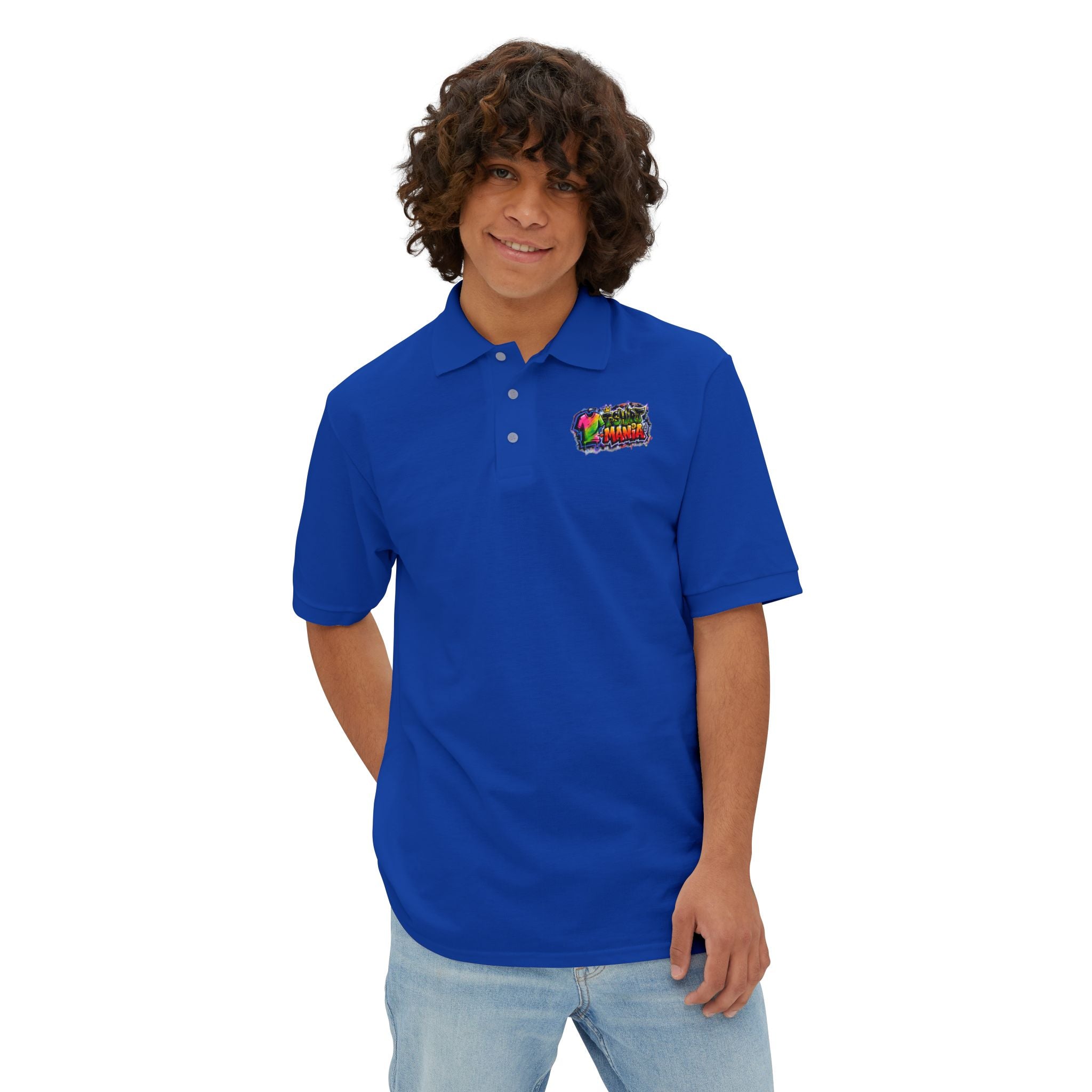 Men's Polo — Colorful Graffiti 'MANIA' Logo Performance Shirt