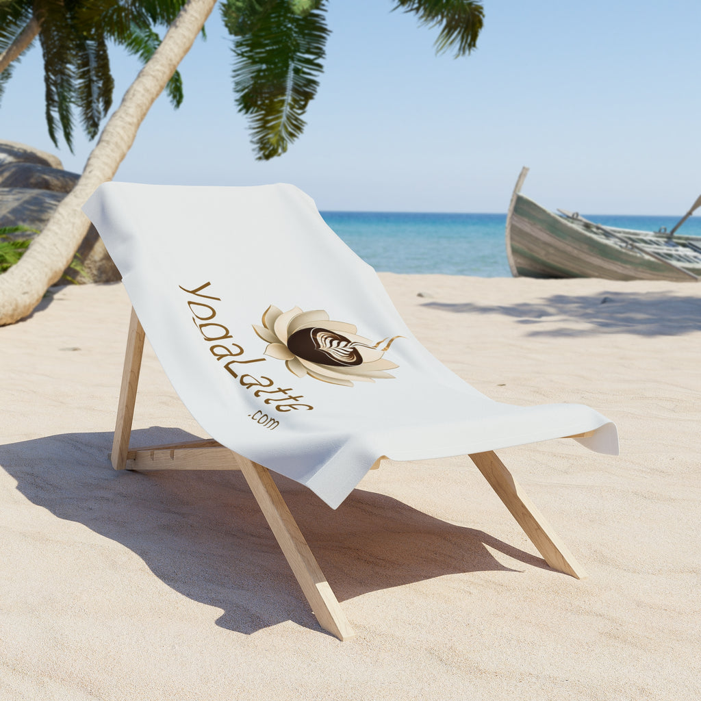 Beach Towel — YogaLatte Logo Beach Towel (Lotus Coffee Design)
