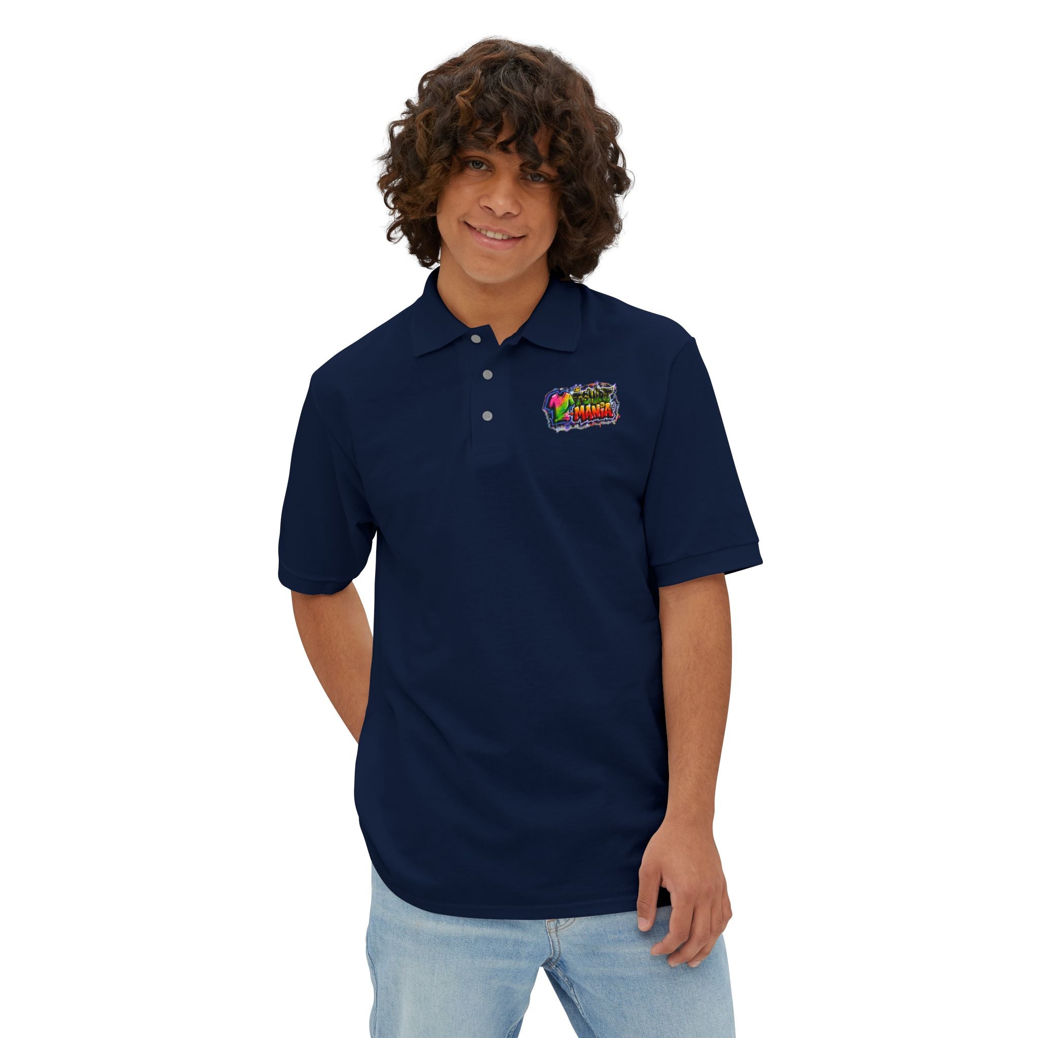 Men's Polo — Colorful Graffiti 'MANIA' Logo Performance Shirt