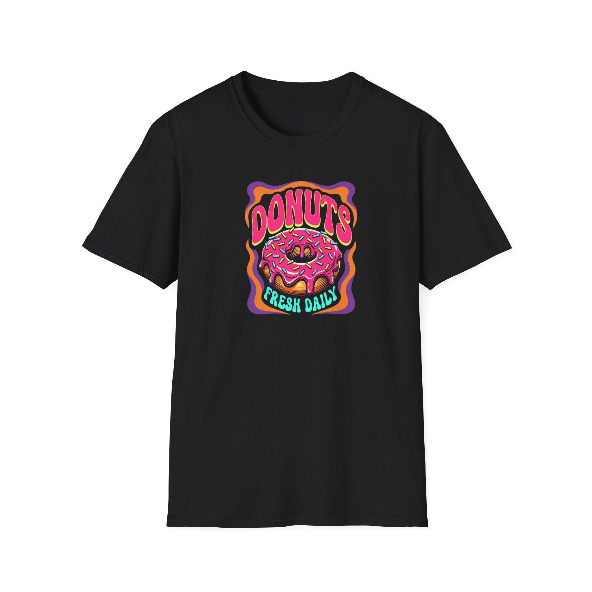 Donuts Fresh Daily T-Shirt — Retro Pink Frosted Donut Graphic Tee