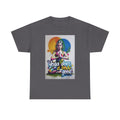 Yoga Does a Body Good T-Shirt | Meditating Woman Rainbow Sun Graphic
