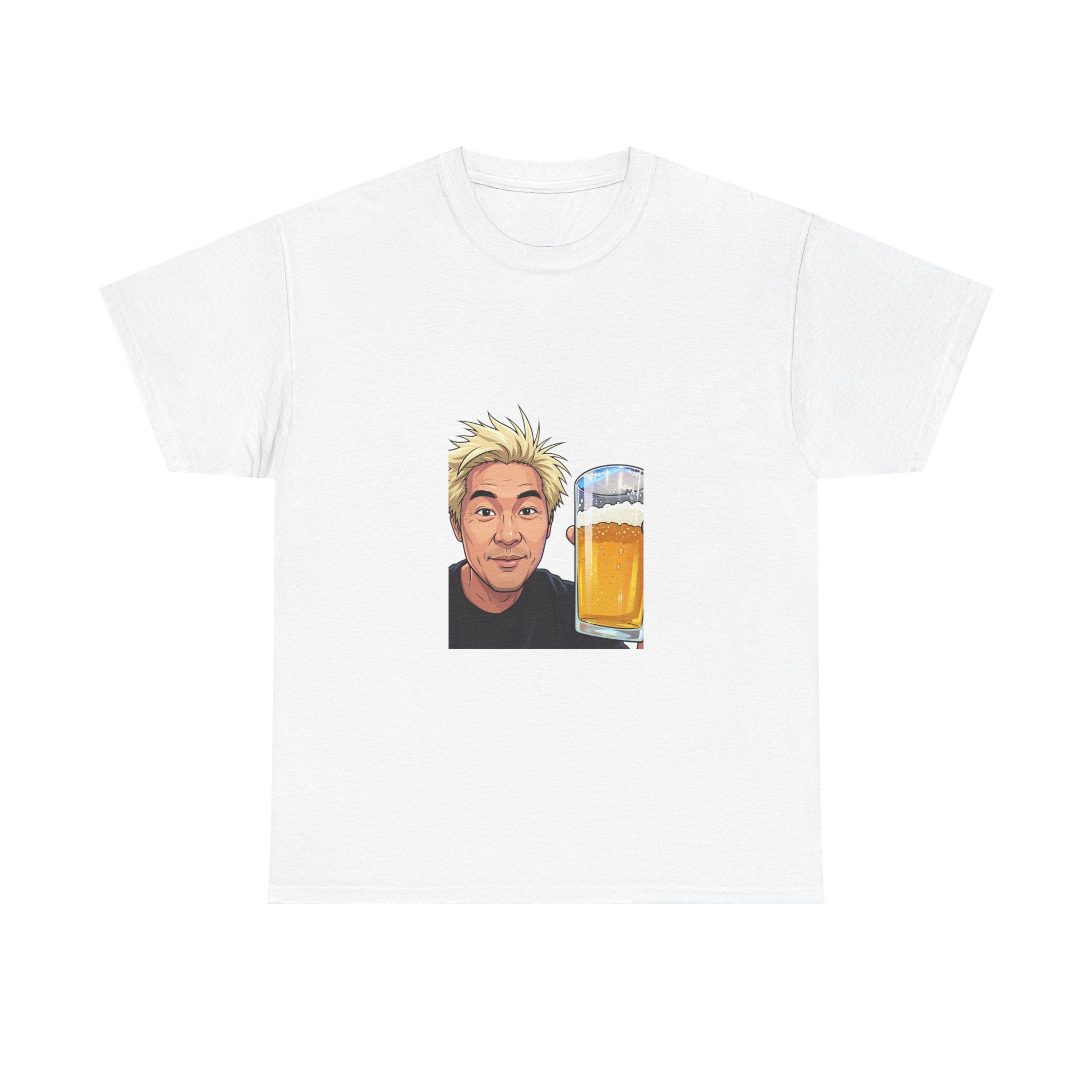 Beer Lover T‑Shirt — Cartoon Guy with Beer Glass Graphic