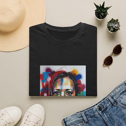 Abstract Artsy Kamala Portrait T-Shirt — Colorful Spray Paint Face Art Tee