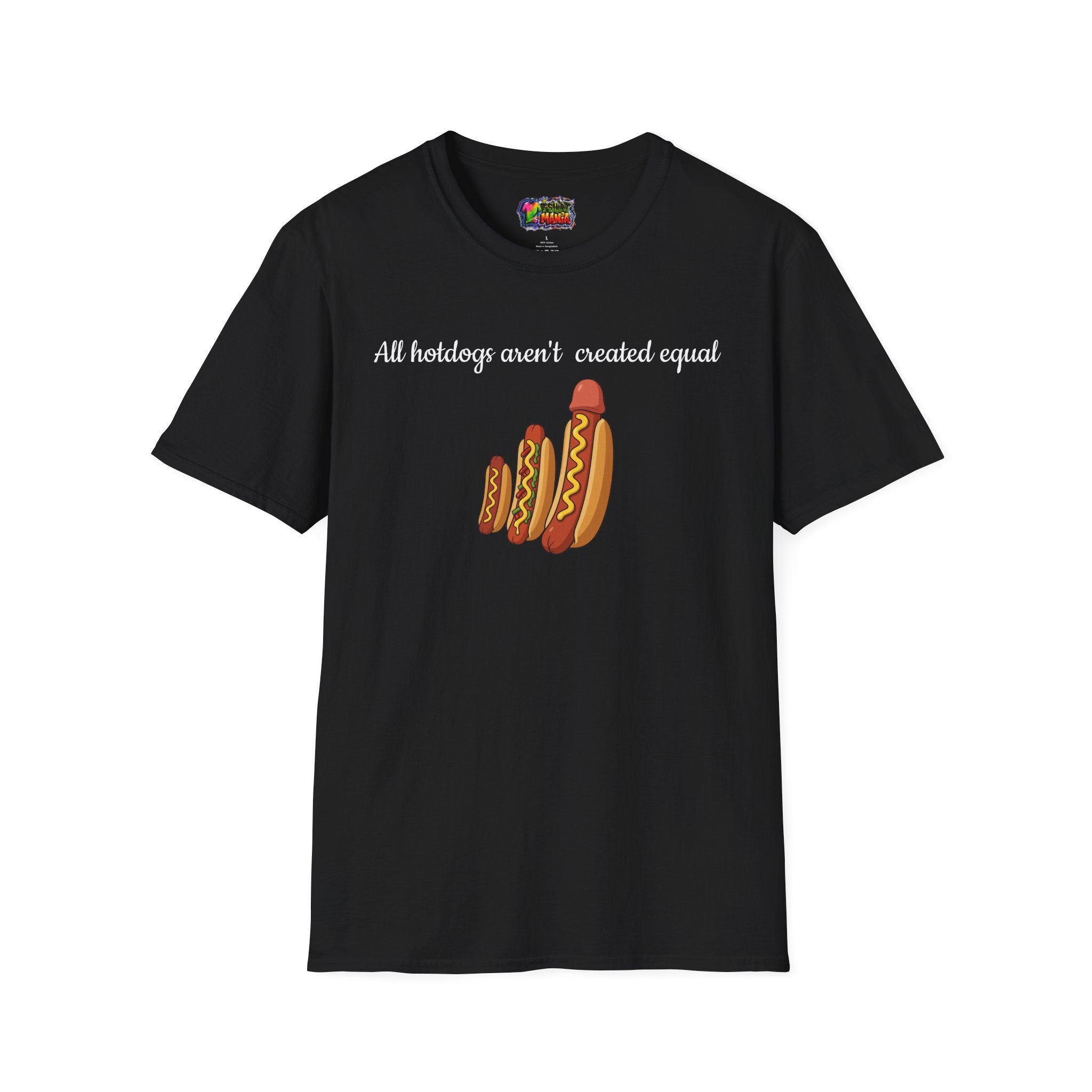 Hotdog Graphic T-Shirt — "All Hotdogs Aren't Created Equal" Funny Food Lover Tee