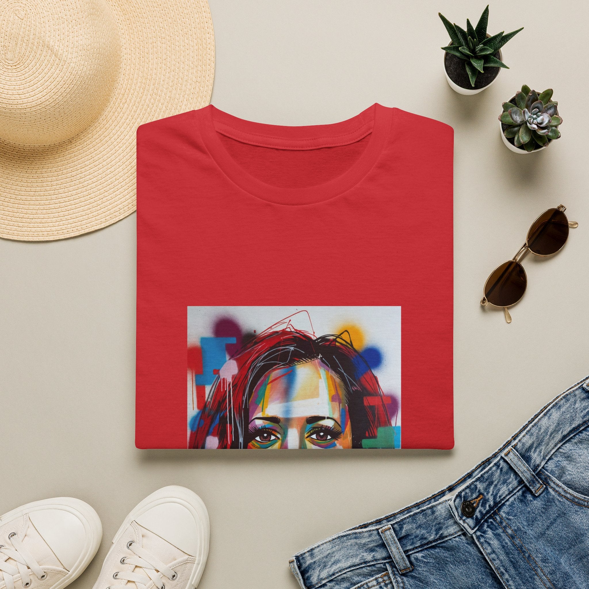 Abstract Artsy Kamala Portrait T-Shirt — Colorful Spray Paint Face Art Tee