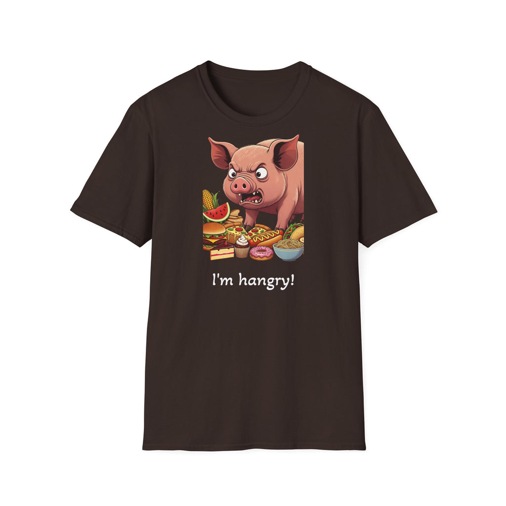 I'm Hangry! Pig Cartoon T-Shirt - Funny Foodie Animal Tee