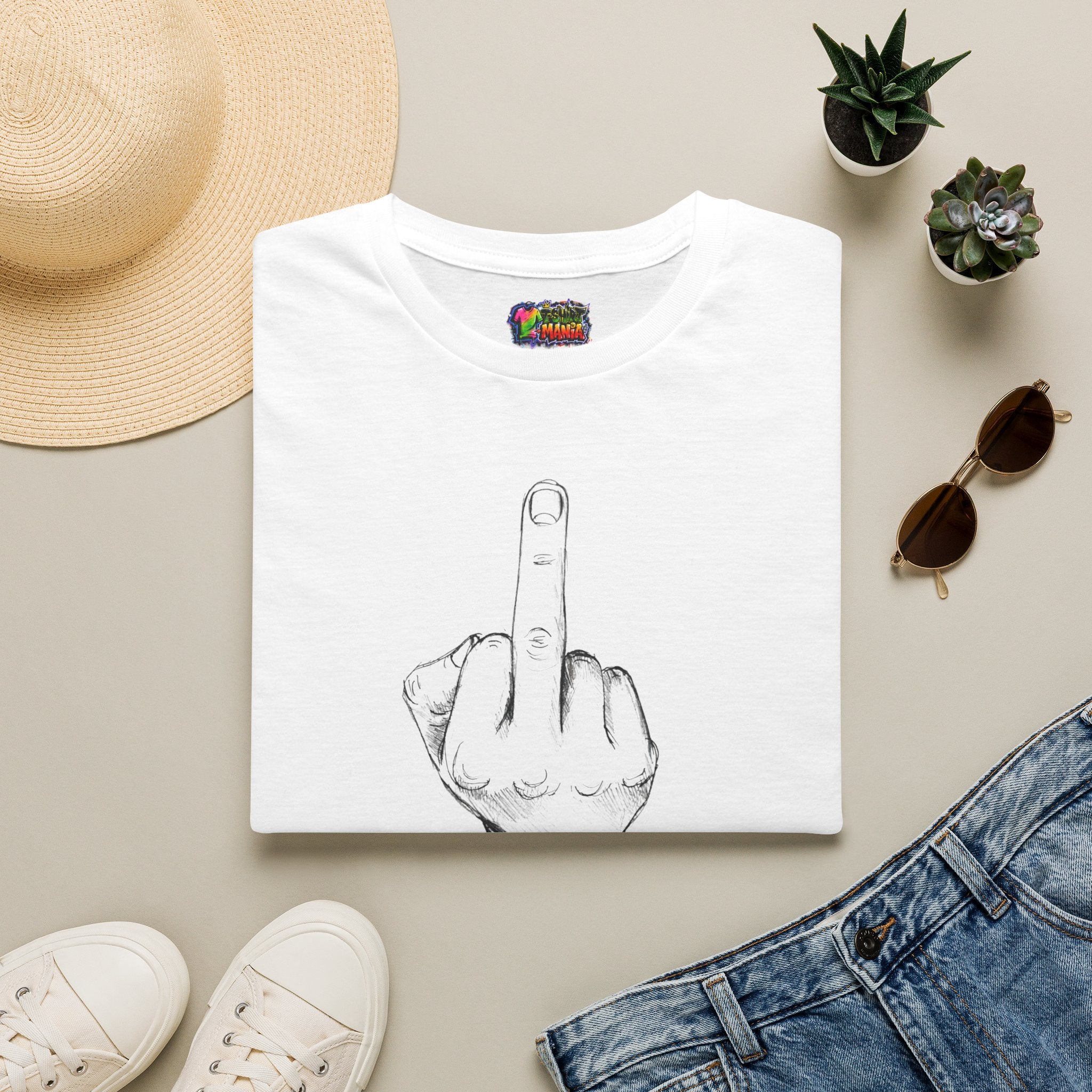Middle Finger Sketch T-Shirt — "Sometimes simple responses are the best" Graphic Tee