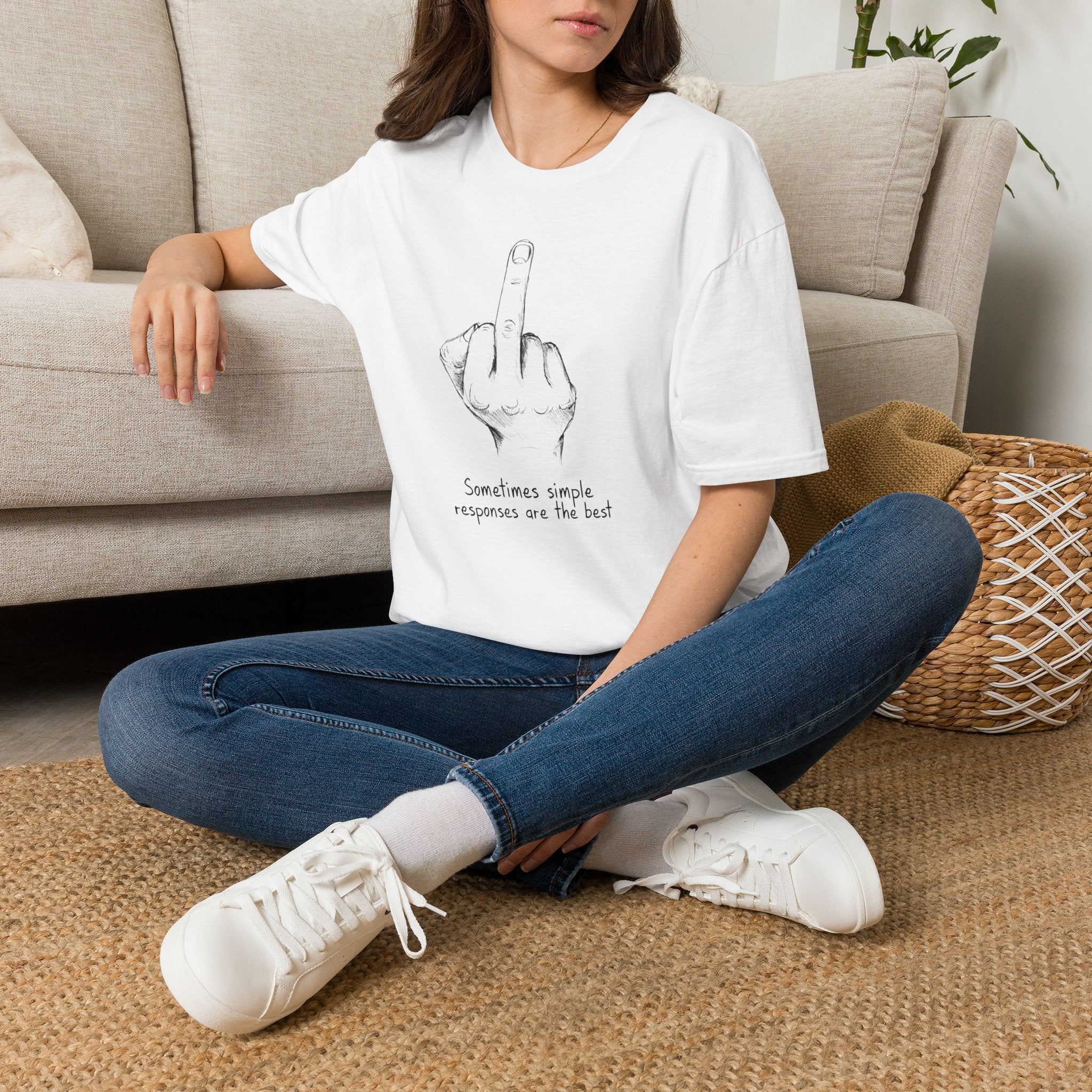 Middle Finger Sketch T-Shirt — "Sometimes simple responses are the best" Graphic Tee