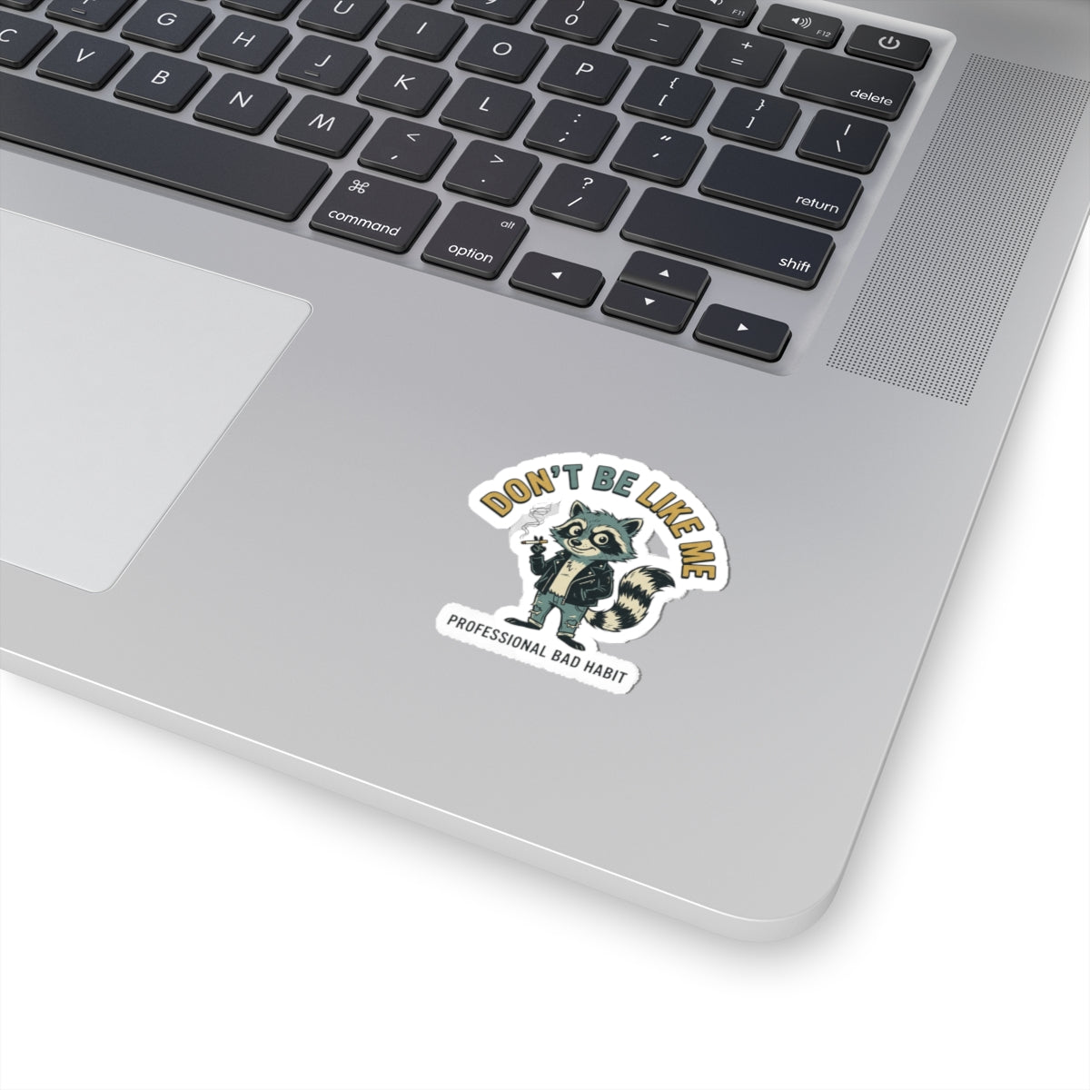 Dont Be Like Me Racoon Sticker | absurdist animal, smoking, ironic alt meme