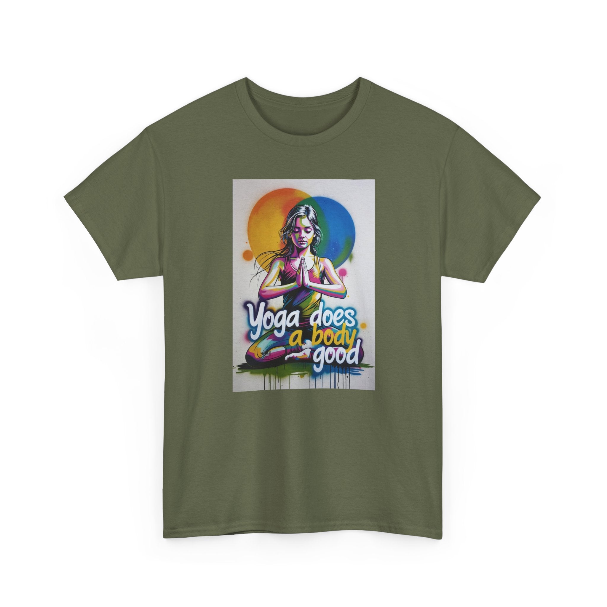 Yoga Does a Body Good T-Shirt — Colorful Meditation Graphic Tee for Yogis