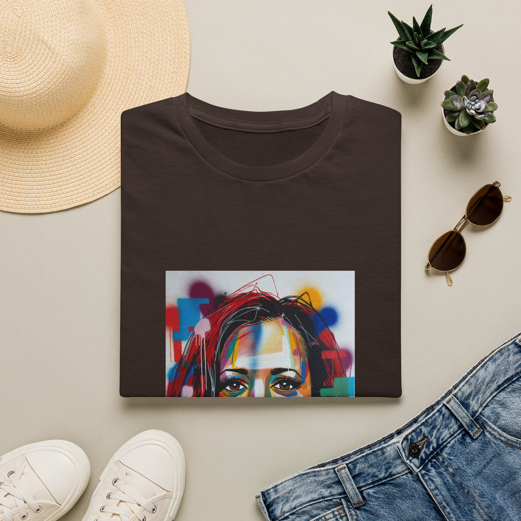 Abstract Artsy Kamala Portrait T-Shirt — Colorful Spray Paint Face Art Tee