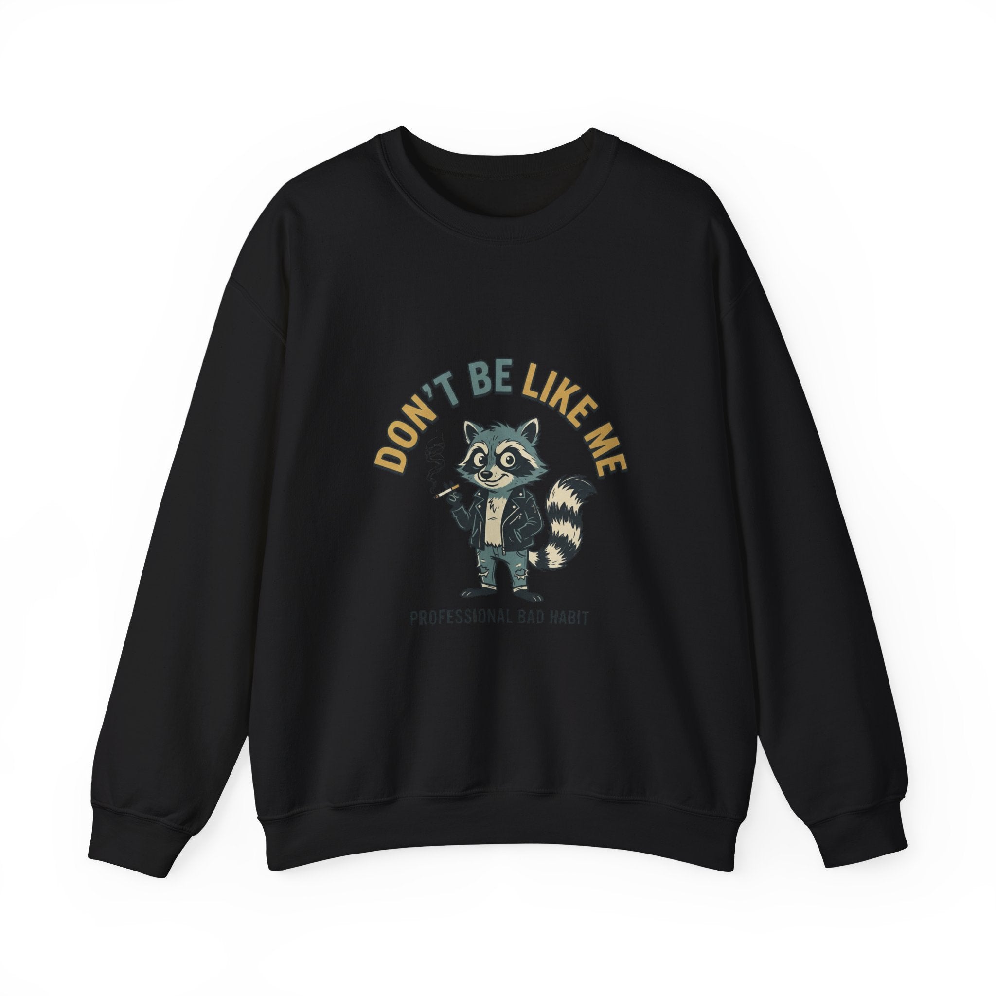 Don’t Be Like Me Raccoon Smoking Crewneck, ironic animal smoking sweatshirt, alt meme
