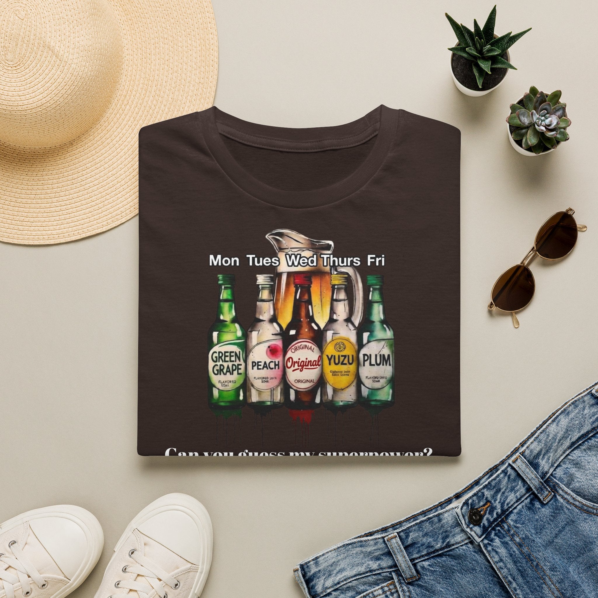 T-Shirt — Soju Bottle Lineup Graphic Tee (Beer Labels)