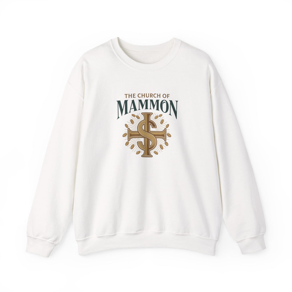 Crewneck Sweatshirt – "The Church of Mammon" Graphic Pullover
