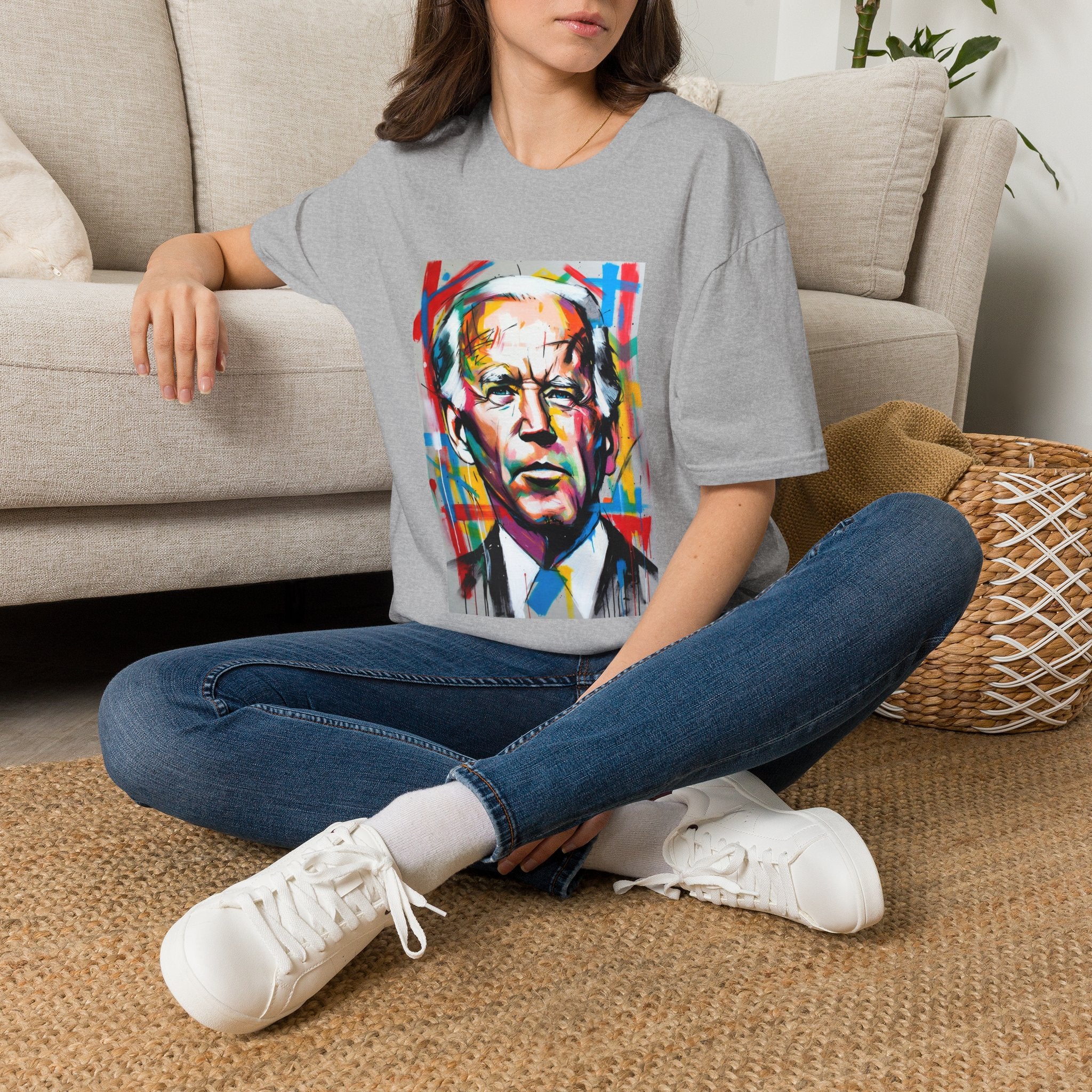 Artsy Biden Portrait T‑Shirt — Colorful Pop Art President Tee