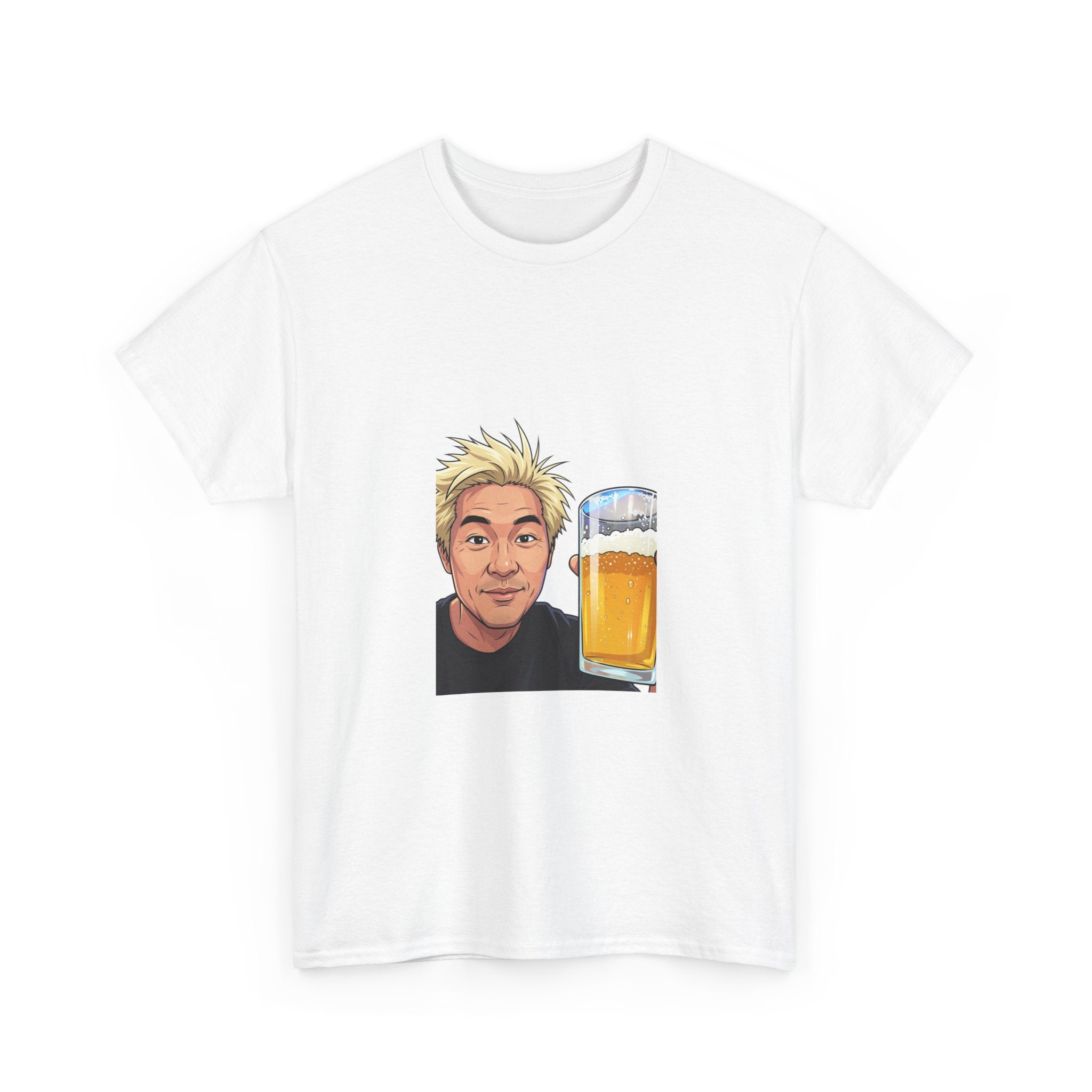 Beer Lover T‑Shirt — Cartoon Guy with Beer Glass Graphic