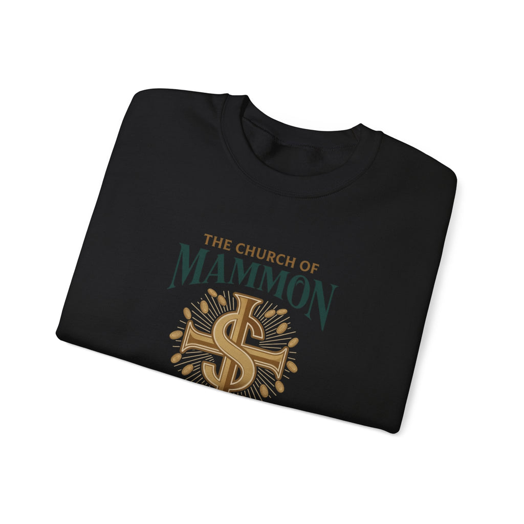 Crewneck Sweatshirt – "The Church of Mammon" Graphic Pullover